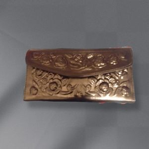 Black leather Rose Wallet.